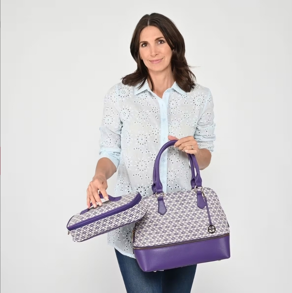 IMAN Purple and White Patterned Satchel💜💜 - Picture 3 of 7